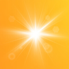  Warm sun on a yellow background. Leto.bliki solar rays