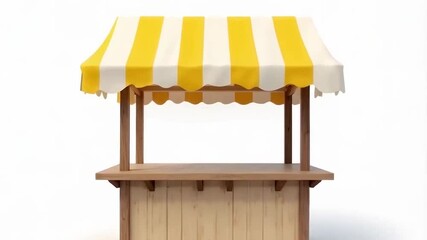 Promotion yellow market stall isolated on a white background with space for your product or promotion