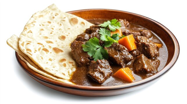Delicious zigni eritrean spicy beef stew with flatbread in a warm culinary experience
