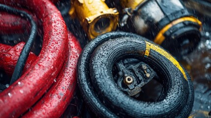 Industrial safety equipment: coiled fire hoses for emergency response