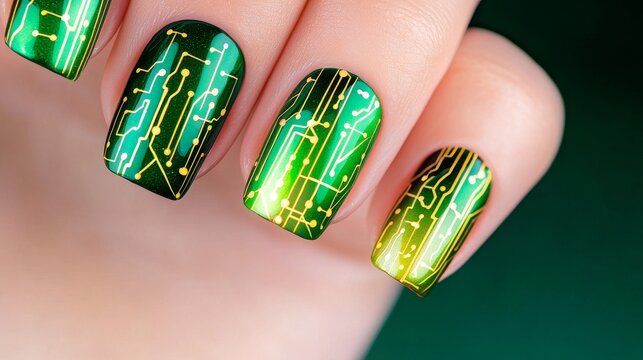 Experience the blend of style and innovation through semiconductor nail art created with Ai