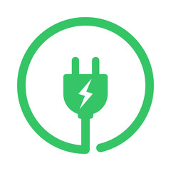 Electric car, hybrid vehicle charging point logo. Green energy and eco-friendly car concept, charger connector and charging station icon. vector illustration