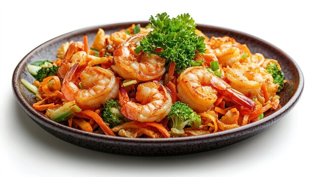 Delicious ulkoy with palauan shrimp and vegetables tropical kitchen food bright captivating flavor
