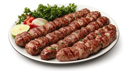 Obraz premium Savoring souvla a delightful grilled meat skew experience in cyprus culinary masterpiece outdoor feast