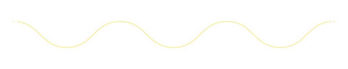 黄色い手書きの波線の装飾ライン素材 -シンプルでおしゃれな動きのある曲線のあしらい