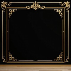 Opulent black velvet backdrop with gold accents and intricate patterns, coupon, design