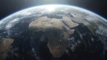 Obraz premium Stunning High Resolution Earth From Space Showing Detailed Landmasses And Cloud Formations With Sunlight