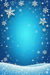 Silhouette of Hand Drawn Snowflakes on Blue Winter Background, minimalist winter scene, frozen landscape art