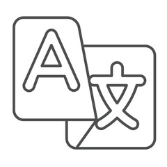Translator badge thin line icon, windows pack concept. Vector graphics. Translate program, languages sign on white background, outline style icon for mobile or web design.