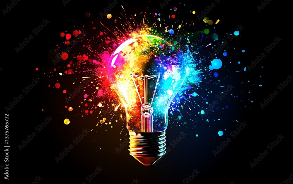 Aufkleber a light bulb exploding with bright, colorful sparks and glowing shards, symbolizing a burst of creat