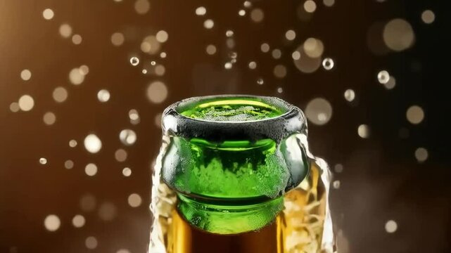 Explosi&oacute;n de burbujas al abrir una botella de champ&aacute;n

