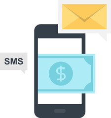 SMS Banking flat web icon concept