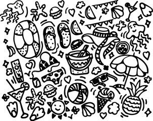 hand drawn of vacation beach