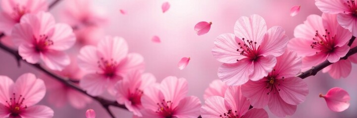 Abstract pink sakura petals swirl in a mesmerizing background of cherry blossoms, season, spring