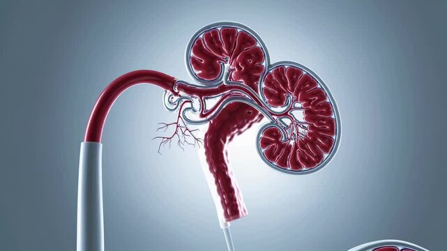 Kidney filtration process, medical animation