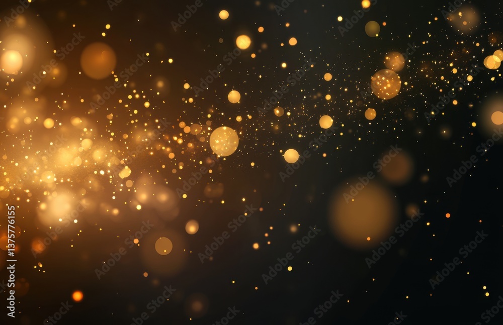 Aufkleber A background of golden glitter particles and bokeh lights on a black backdrop, creating an elegant and sophisticated atmosphere for festive or special events