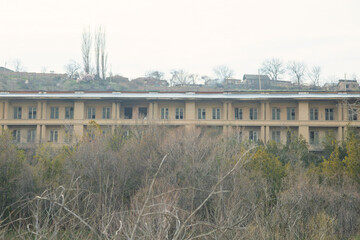 Old and abandoned building in outdoors.
