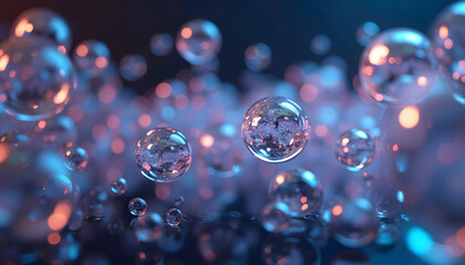 Iridescent, floating orbs in various sizes drift across the screen. 
