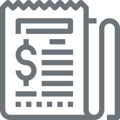 receipt flat line web icon concept