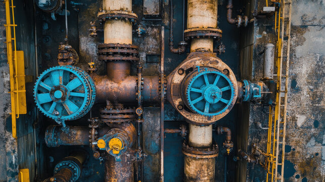 Industrial Pipes and Gears in an Aged Factory Environment