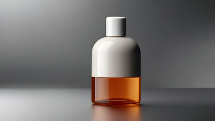 White transparent bottle for cosmetics body and face care beauty concept on light background