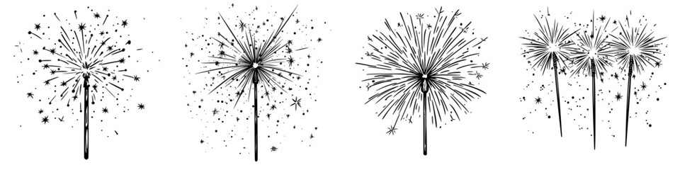 Fototapeta premium Celebration sparks shine brightly during a festive event at night in a lively city atmosphere