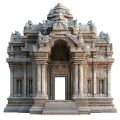 Obraz premium 3d front view illustration of an Angkor Wat Hall of Mirrors Cambodia monument isolated on a white transparent background