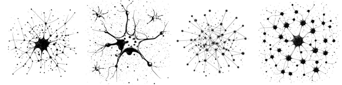 Intricate designs of interconnected neurons illustrating neural networks and brain connectivity