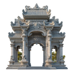 Obraz premium 3d front view illustration of a Monument of Cambodian-Vietnamese Friendship Cambodia monument isolated on a white transparent background