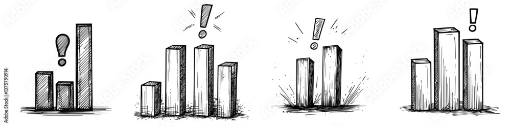 Poster creative representation of increasing data visualization trends with four distinct bar graphs showca
