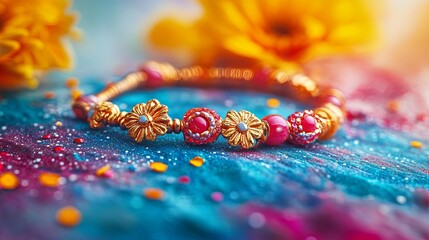 Celebratory Raksha Bandhan adorned with vibrant decorations and colorful background depicting love and sibling bonds during this festive occasion