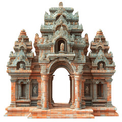 Naklejka premium 3d front view illustration of a Siem Reap Old Market Cambodia monument isolated on a white transparent background
