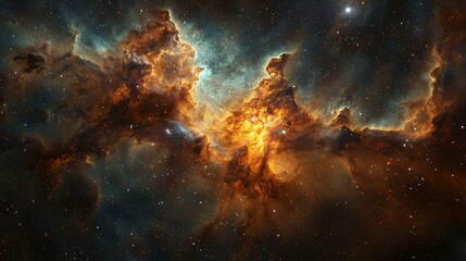 Fototapeta premium A stunning cosmic landscape showcasing vibrant nebulae and starlit skies, creating an awe-inspiring view of the universe's beauty and mysteries.