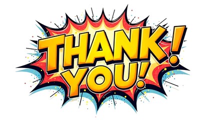 THANK YOU speech explosion pop art bubble exclamation cloud isolated on a white background