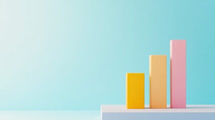 Rising Bar Graph: A vibrant bar graph showcasing upward growth and progress against a backdrop of calming gradients. 