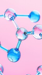 Molecular structure, science, research, pink background, lab, healthcare