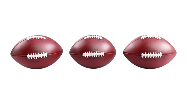 Different American Football Set of Three Different Poses on Transparent Background for Sports Branding, Team Logos, or Event Marketing