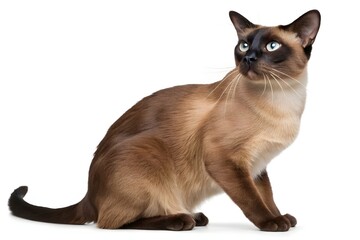 Isolated black and white feline with cute blue eyes