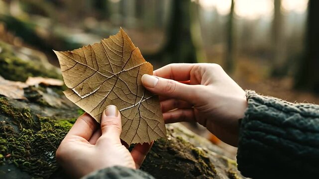 Stitching a Map from Torn Bark During Woodland Dusk