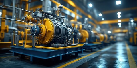 Industrial machinery in a modern manufacturing facility with precision engineering and advanced technology