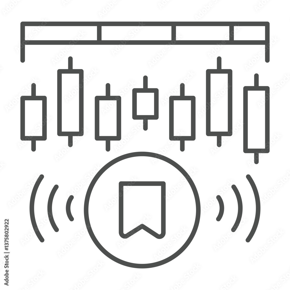 Poster network data with marker thin line icon, neural dataset concept. vector graphics. pump and dump toke