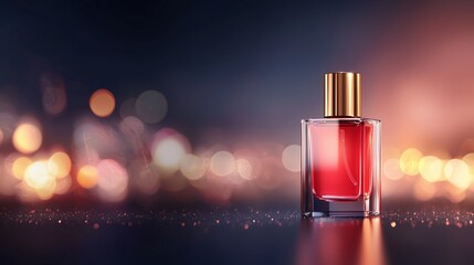 Luxurious perfume displayed with macro details and bright reflections on a dark background