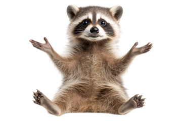 Playful Raccoon in Urban Setting Mischievous Front View on Transparent Background