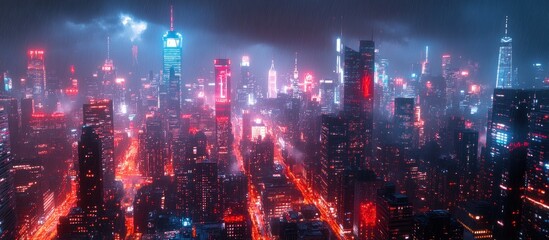 Obraz premium Neon Metropolis Skyline at Night (1)