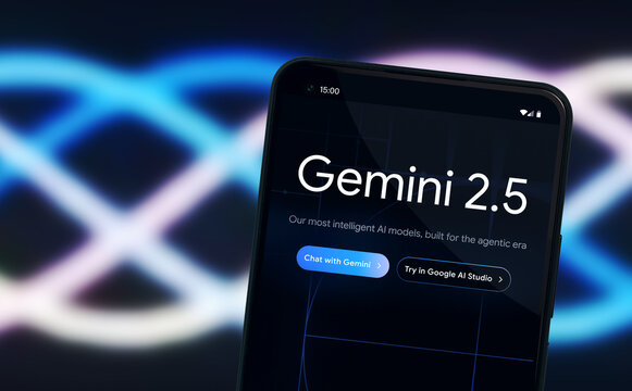 Google Gemini 2.5 version AI artificial intelligence large language model for agentic era - Warsaw, Poland 01.04.2025