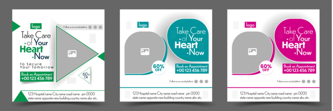 Healthy heart or healthcare social media post template