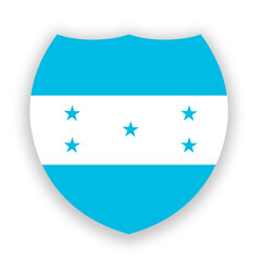 Honduras flag in the shape of a shield isolated on white. Illustration