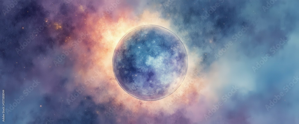 Aufkleber ethereal cosmic entity in space with a nebula backdrop, vibrant colors, dreamlike atmosphere, fantas