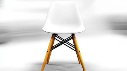 Stylish Modern Chair with White Seat and Wooden Legs for Interiors