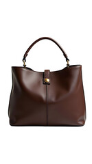 Classic Dark Brown Handbag Isolated on White Background